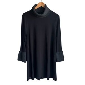Henriette Steffensen High Neck Tunic Top Sz S Black Grey Fleece Tube Sleepwear